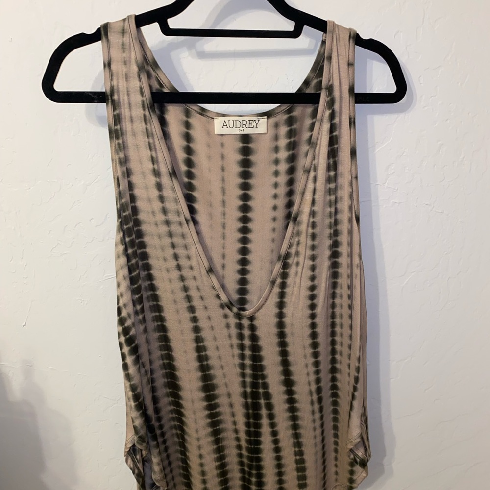 AUDREY 3+1 green/tan tie-dye tank